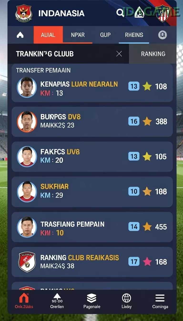 Cuplikan layar GG999 — menu navigasi