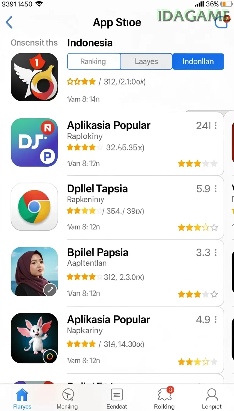Cuplikan layar MARQUEE — menu navigasi